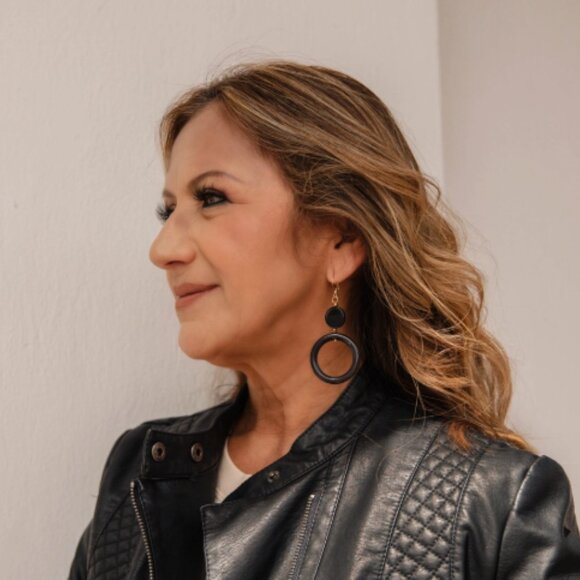 TAGUA Salma Sustainable Vegan Ivory Dangle Hoop Earrings - Picture 4 of 6